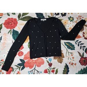 NWT Madden Girl Black Rhinestone Cardigan Size M Preppy Cute